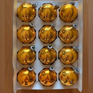 Vintage Shiny Brite Glass Christmas Ornaments Set of 12 Gold Mixed Brands